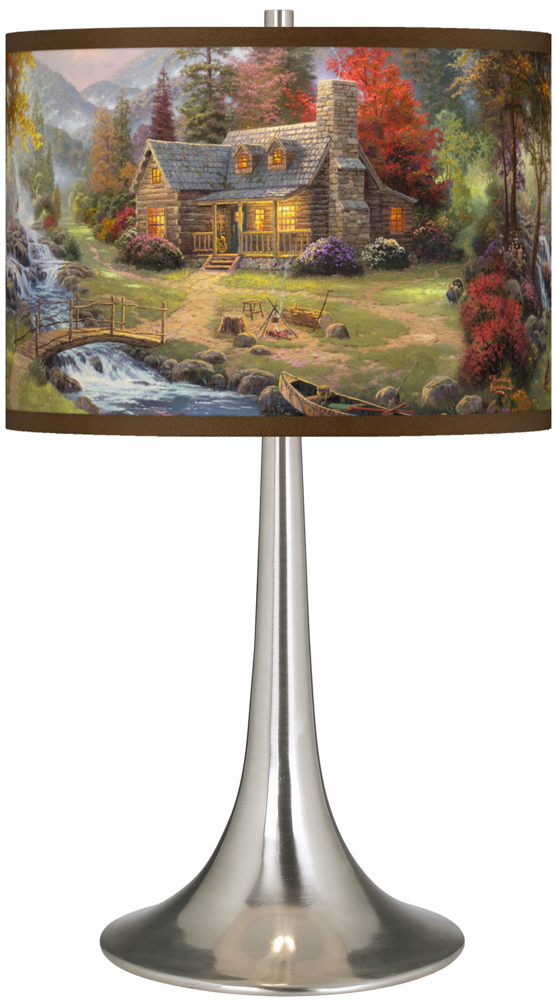 Thomas Kinkade Mountain Paradise Trumpet Table Lamp