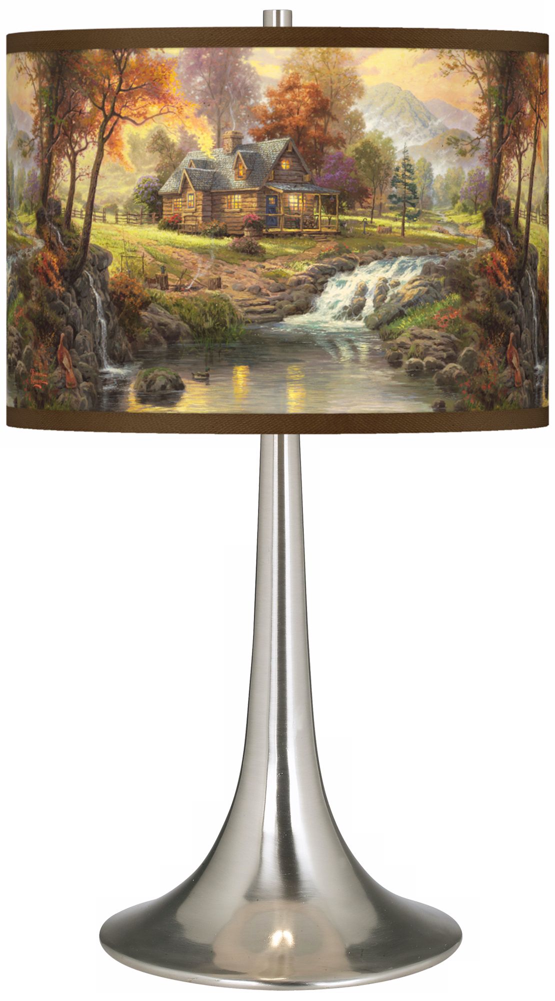 Thomas Kinkade Mountain Retreat Trumpet Table Lamp