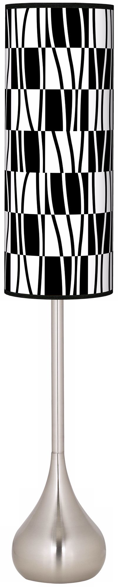 Reverb Black and White Giclee Teardrop Torchiere Floor Lamp