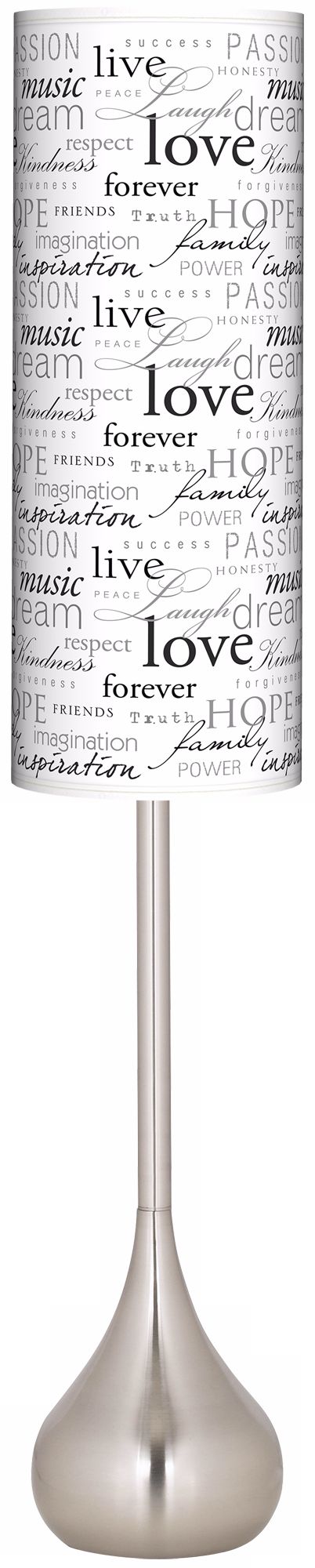 Positivity Black Giclee Teardrop Torchiere Floor Lamp
