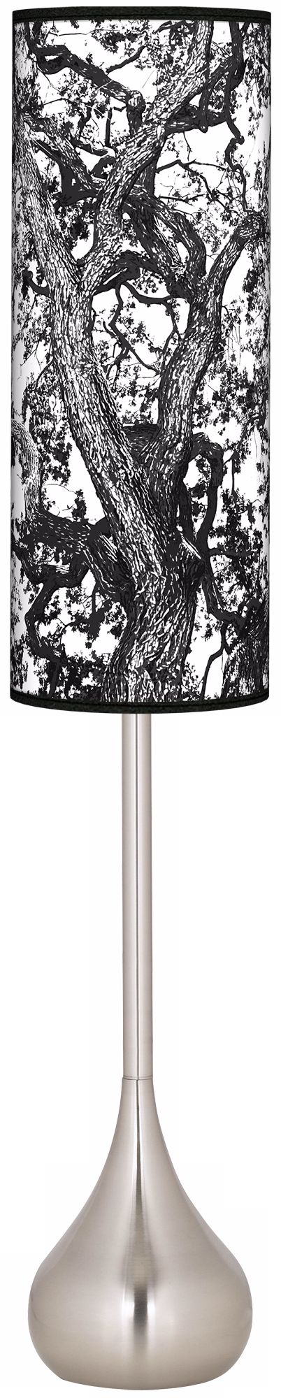 Arboretum Black Giclee Teardrop Torchiere Floor Lamp