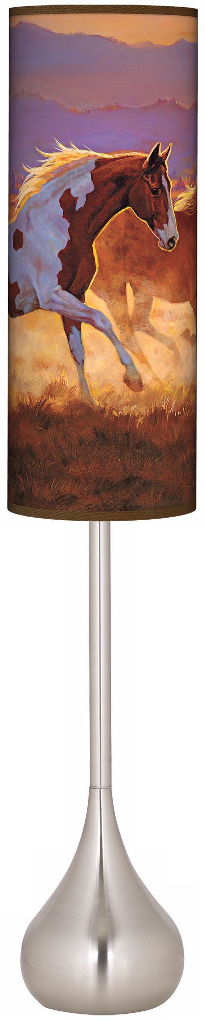 Taking Off Horses Giclee Teardrop Torchiere Floor Lamp