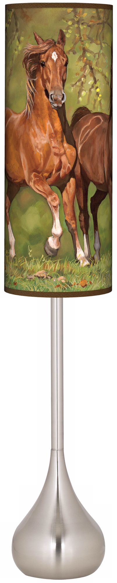 Buddies Horses Giclee Teardrop Torchiere Floor Lamp
