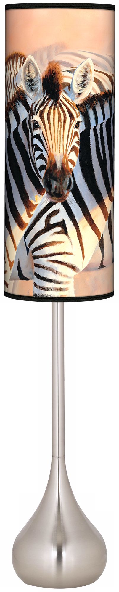 The Glowing Dust Zebra Giclee Teardrop Torchiere Floor Lamp