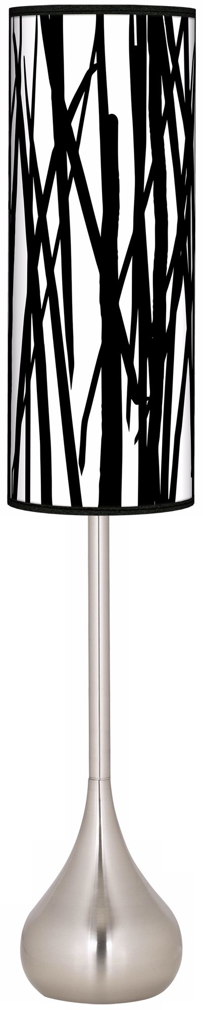 Black Jagged Stripes Giclee Teardrop Torchiere Floor Lamp