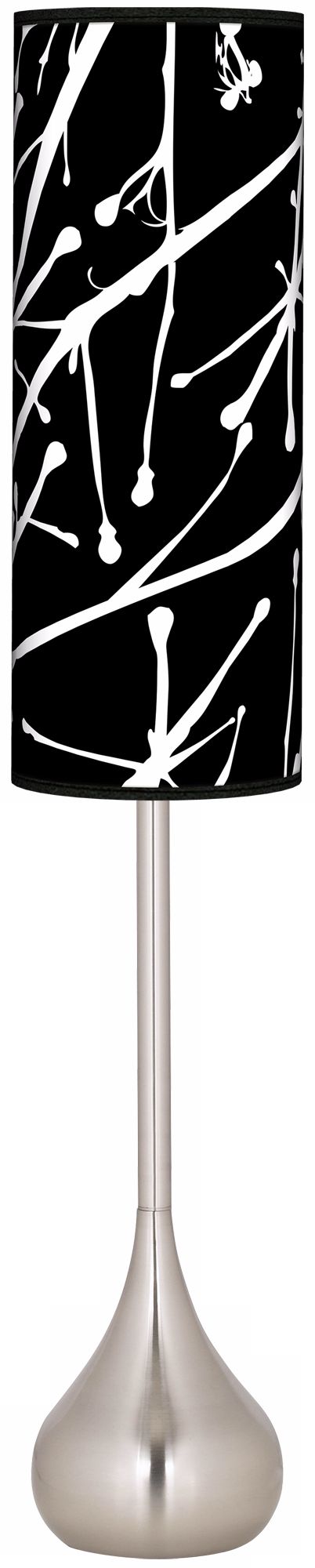 Stacy Garcia Calligraphy Tree Black Teardrop Torchiere Floor Lamp