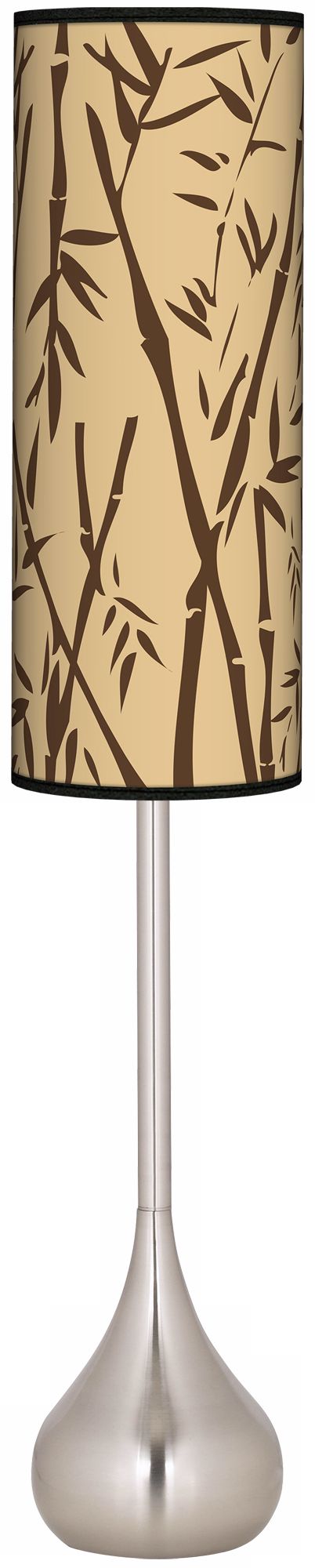 Earth Bamboo Giclee Teardrop Torchiere Floor Lamp