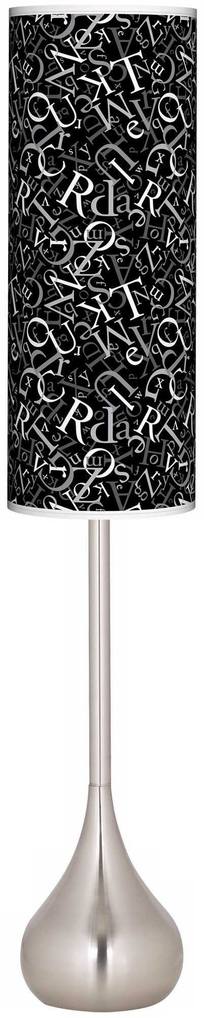 Alphasoup Grayscale Giclee Teardrop Torchiere Floor Lamp