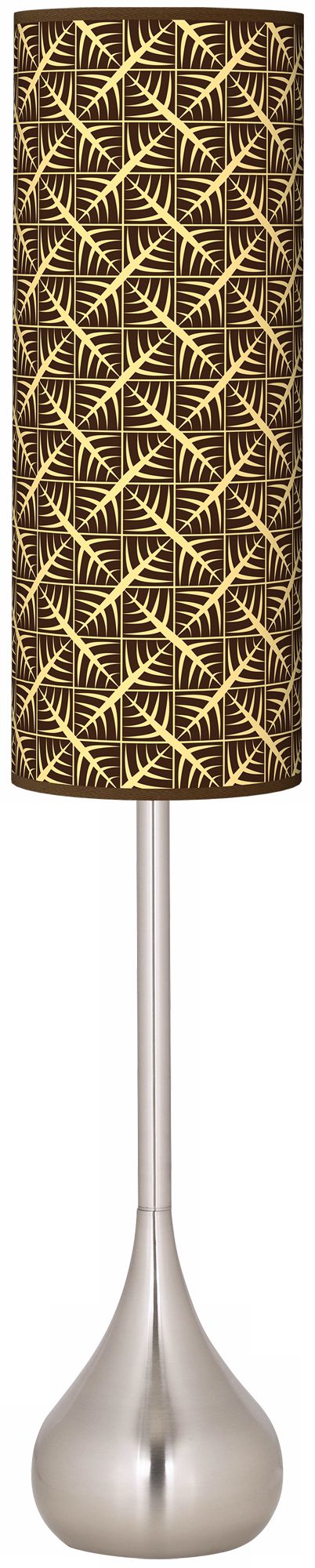 Tan Wailia Giclee Teardrop Torchiere Floor Lamp