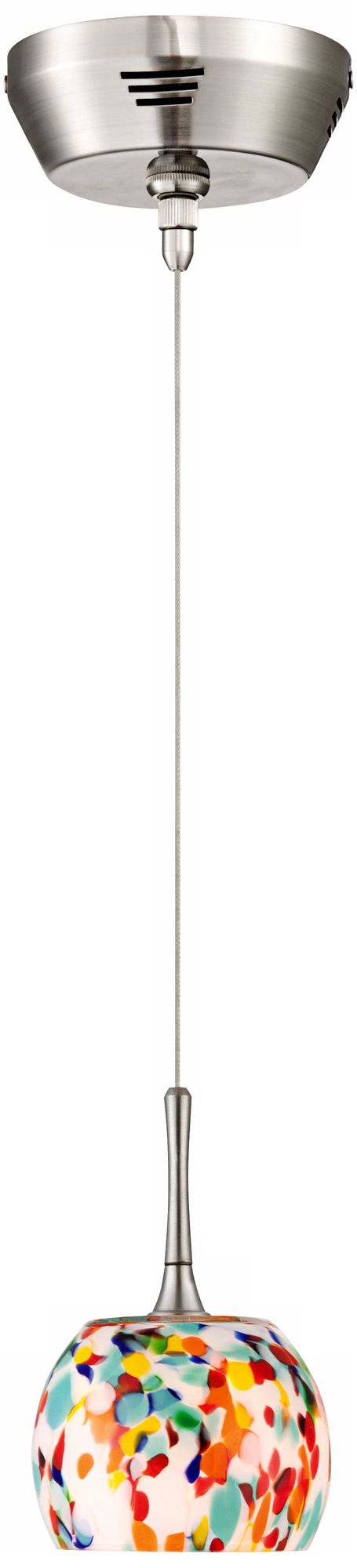Satin Nickel 5" Wide Multicolor Art Glass Mini Pendant Light