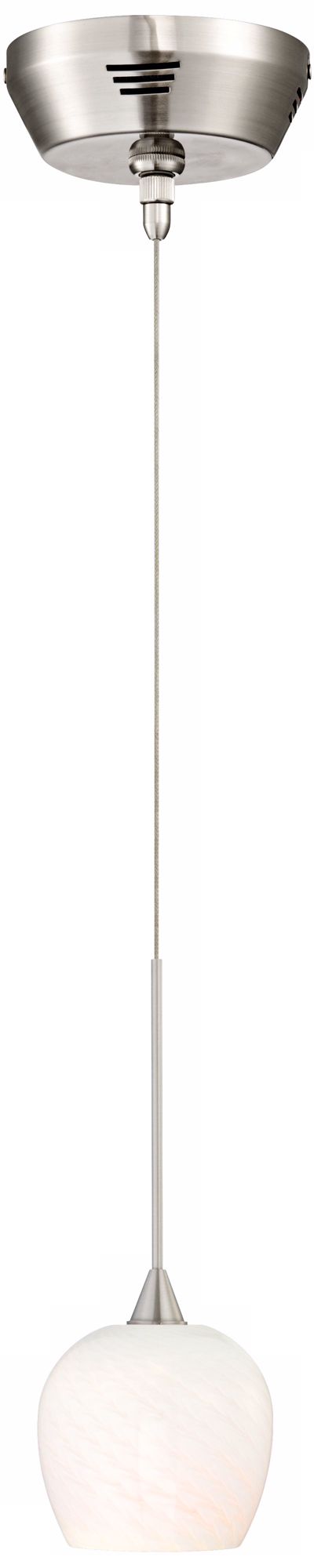 Satin Nickel 5" Wide White Art Glass Pendant Light