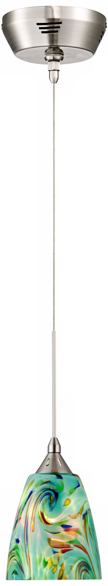 Possini 5" Wide Aqua Art Glass Mini Pendant Light