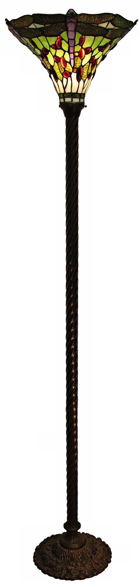Summer Garden Dragonfly Tiffany Style Torchiere Floor Lamp