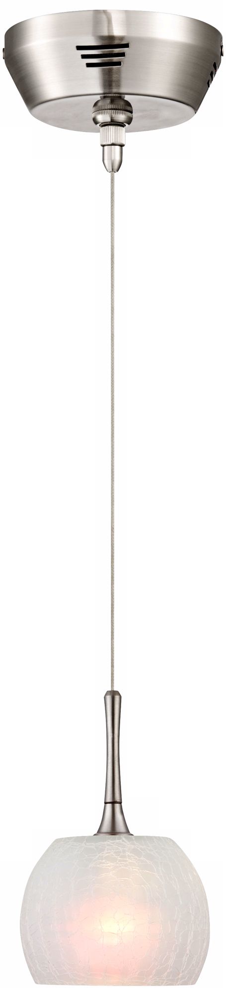 Satin Nickel 5" Wide Crackled Art Glass Pendant Light