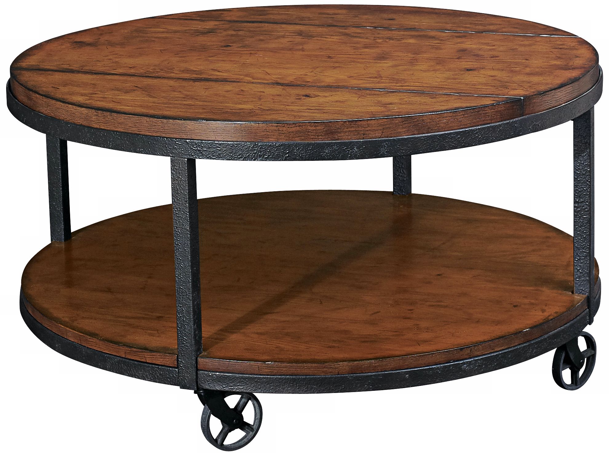 ... Baja Distressed 34" Wide Round Cocktail Table - #R1790 | LampsPlus.com