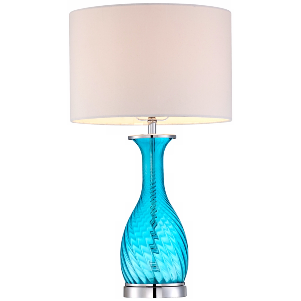Blue Swirl Glass Table Lamp   #R1796