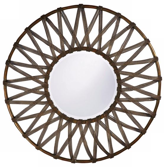 Lucy Roped Antique Silver 32" Round Wall Mirror