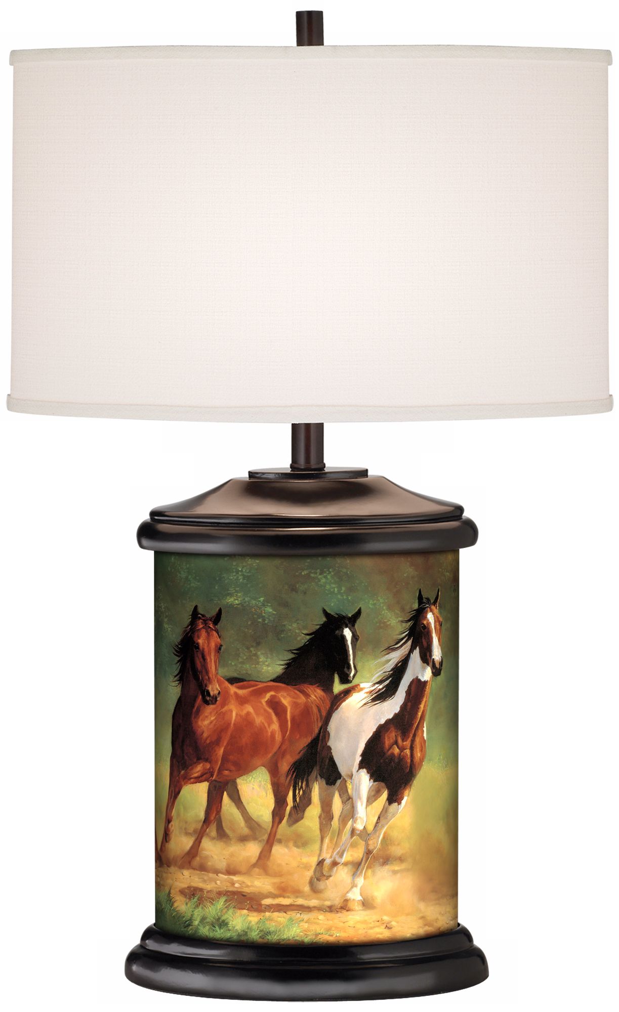 Home Run Horses Giclee Art Base Table Lamp