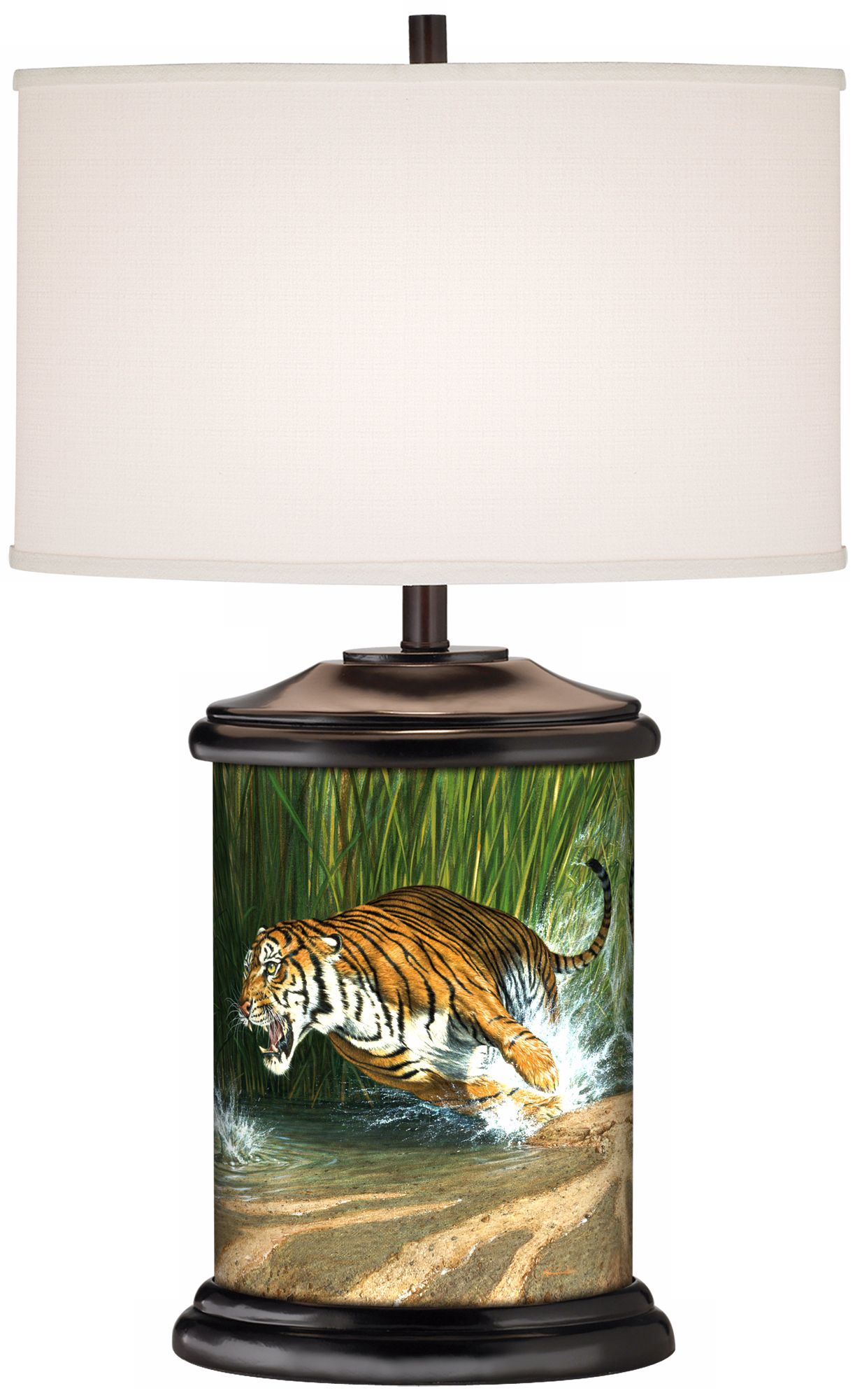 Unleashed Tiger Giclee Art Base Table Lamp