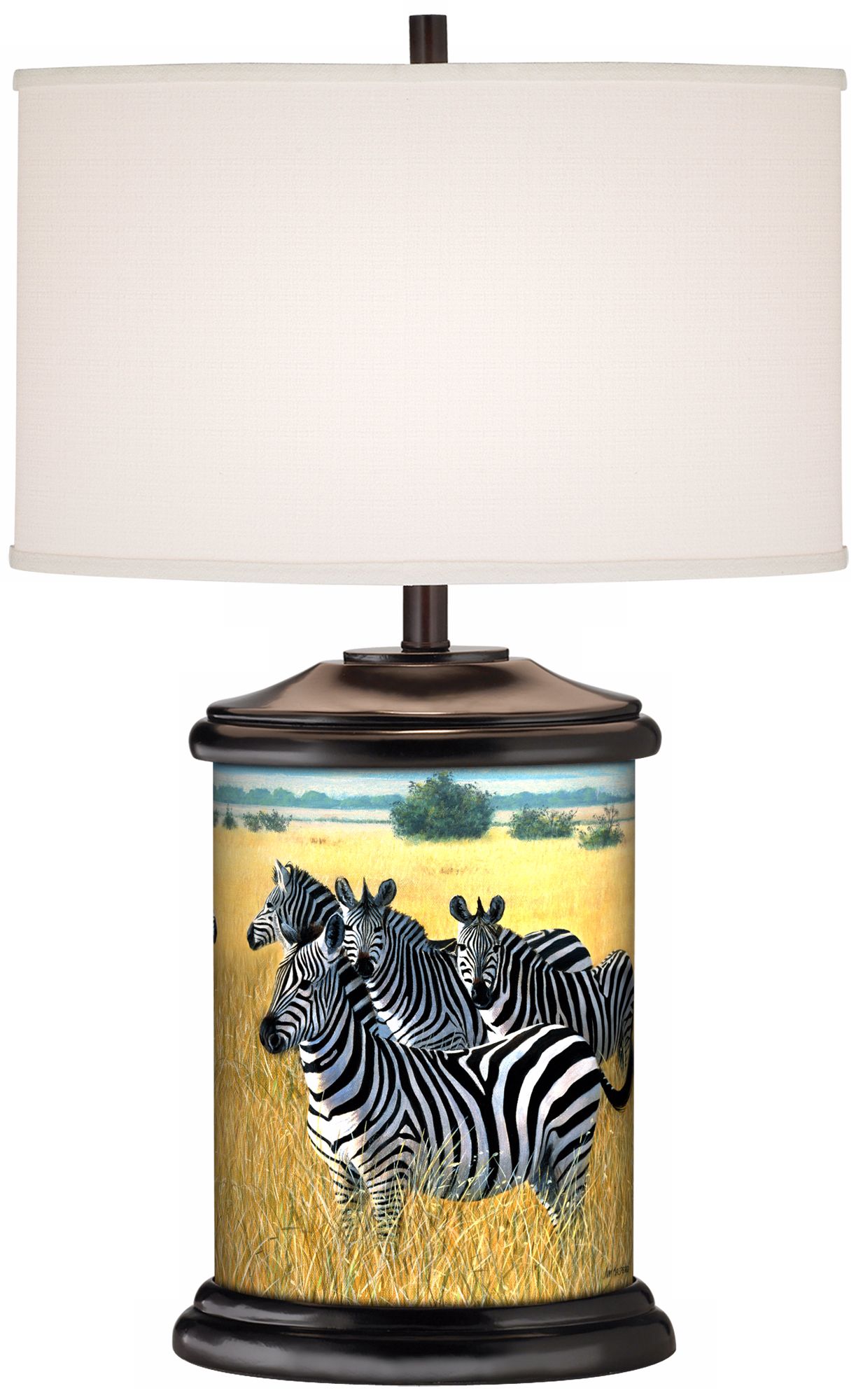 Zebra Family Giclee Art Base Table Lamp