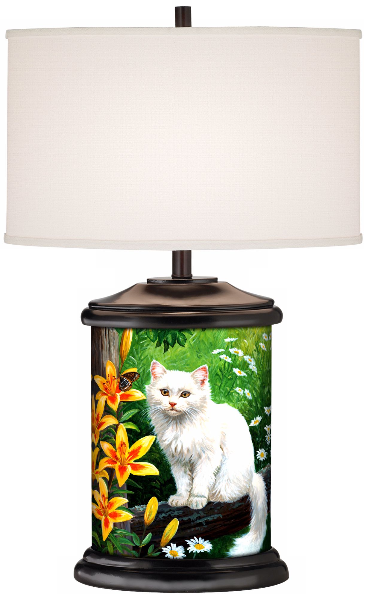 Nature Study Cat Giclee Art Base Table Lamp