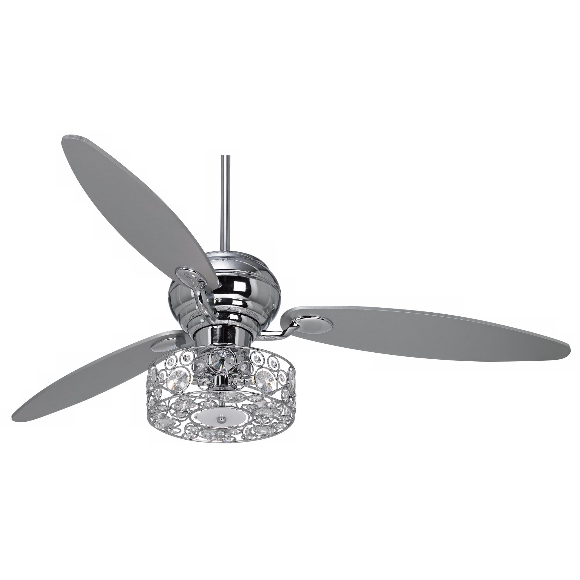 60" Spyder Chrome Ceiling Fan with Crystal Discs Light Kit