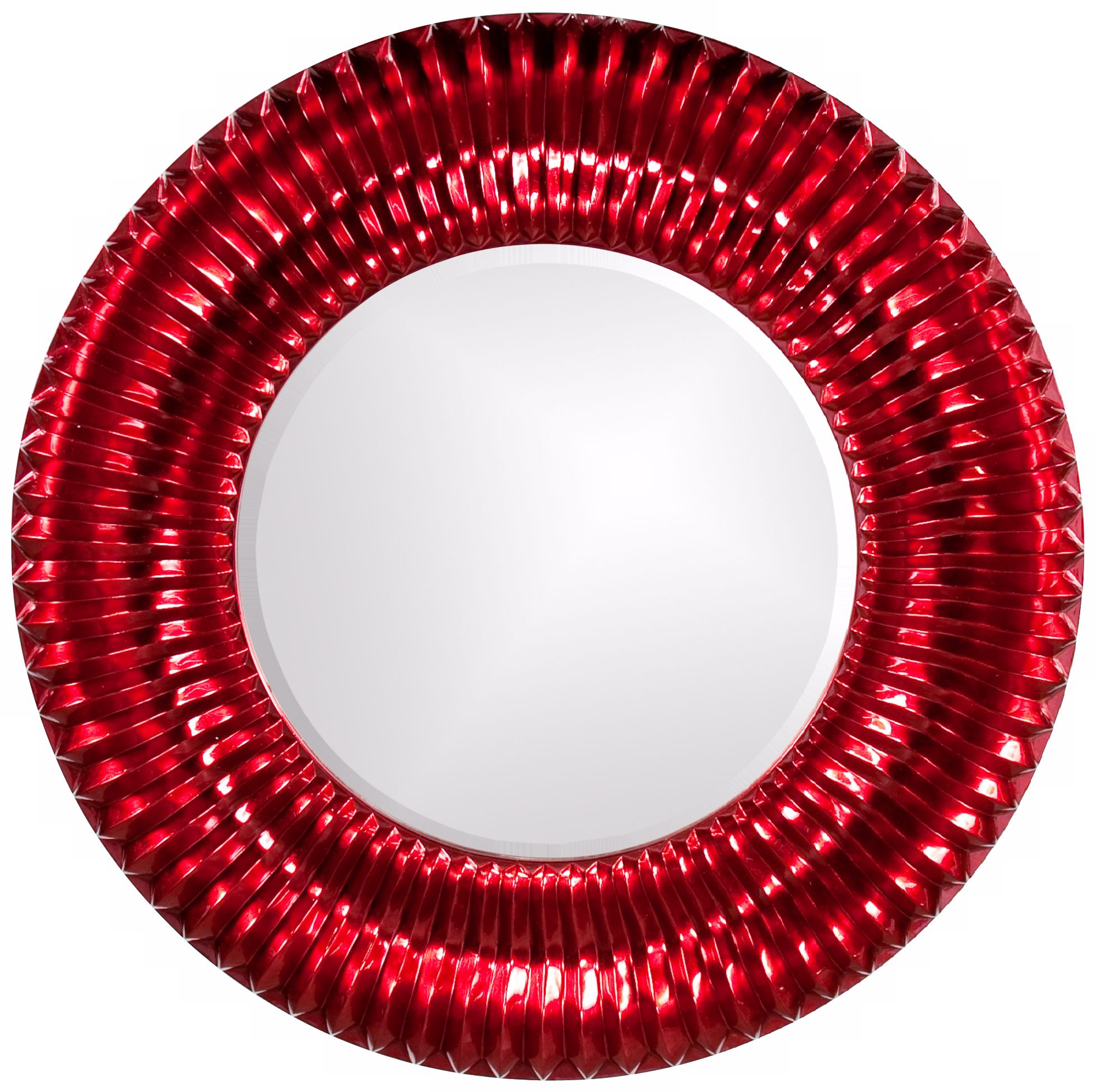 Sao Paulo Ribbed Metallic red 46" Round Wall Mirror