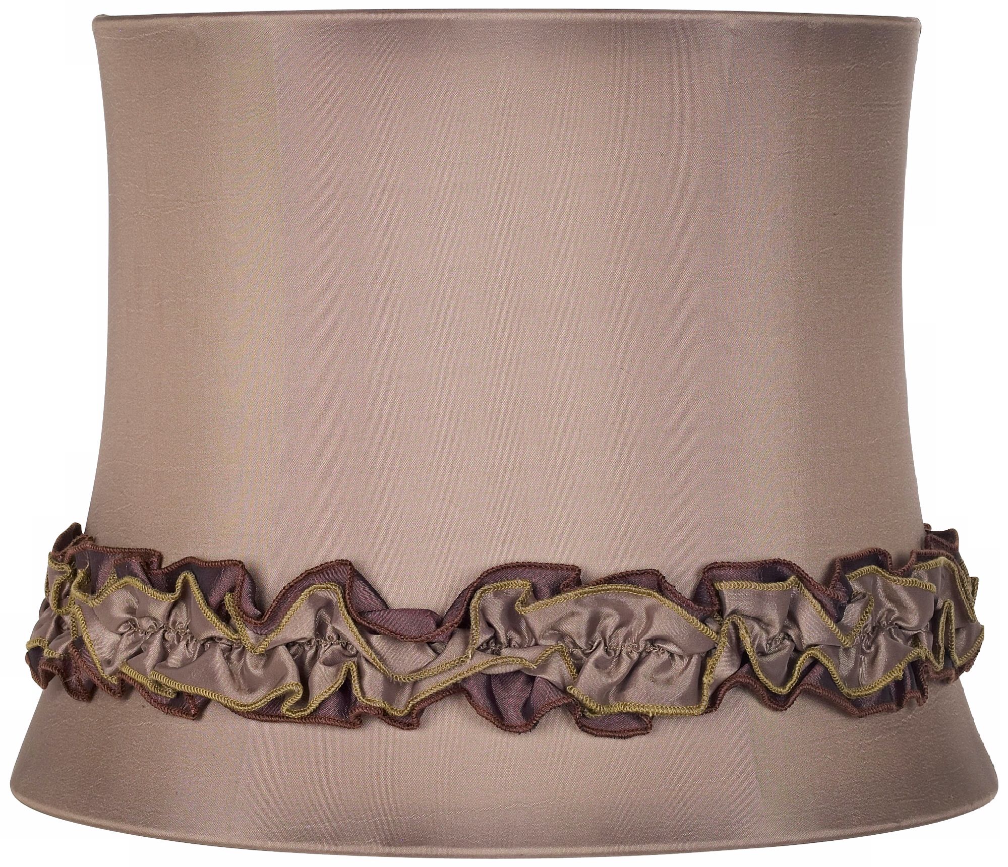 Tan with Ruffle Trim Lamp Shade 10x12x9.5 (Spider)