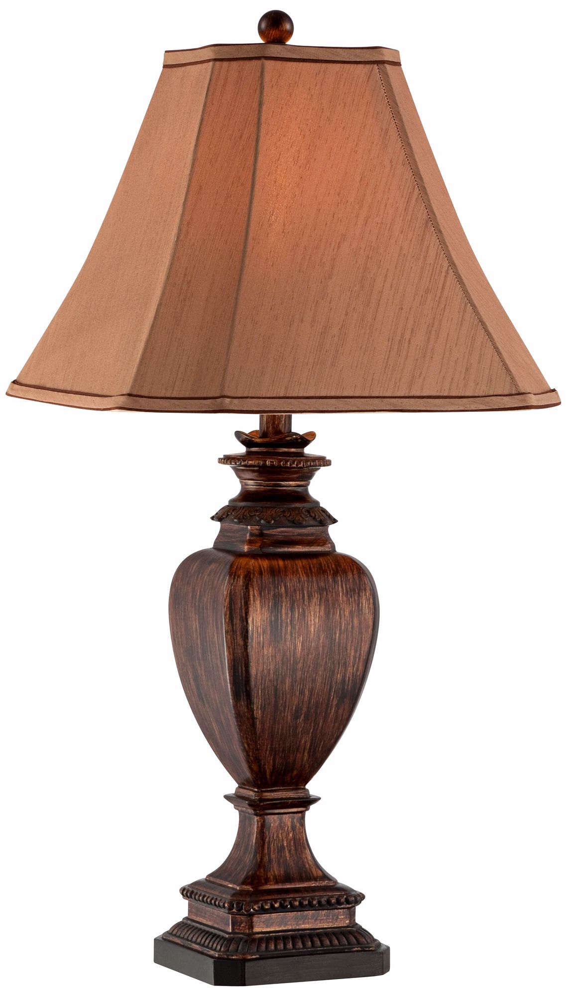 Brown Wood Grain Pedestal Table Lamp