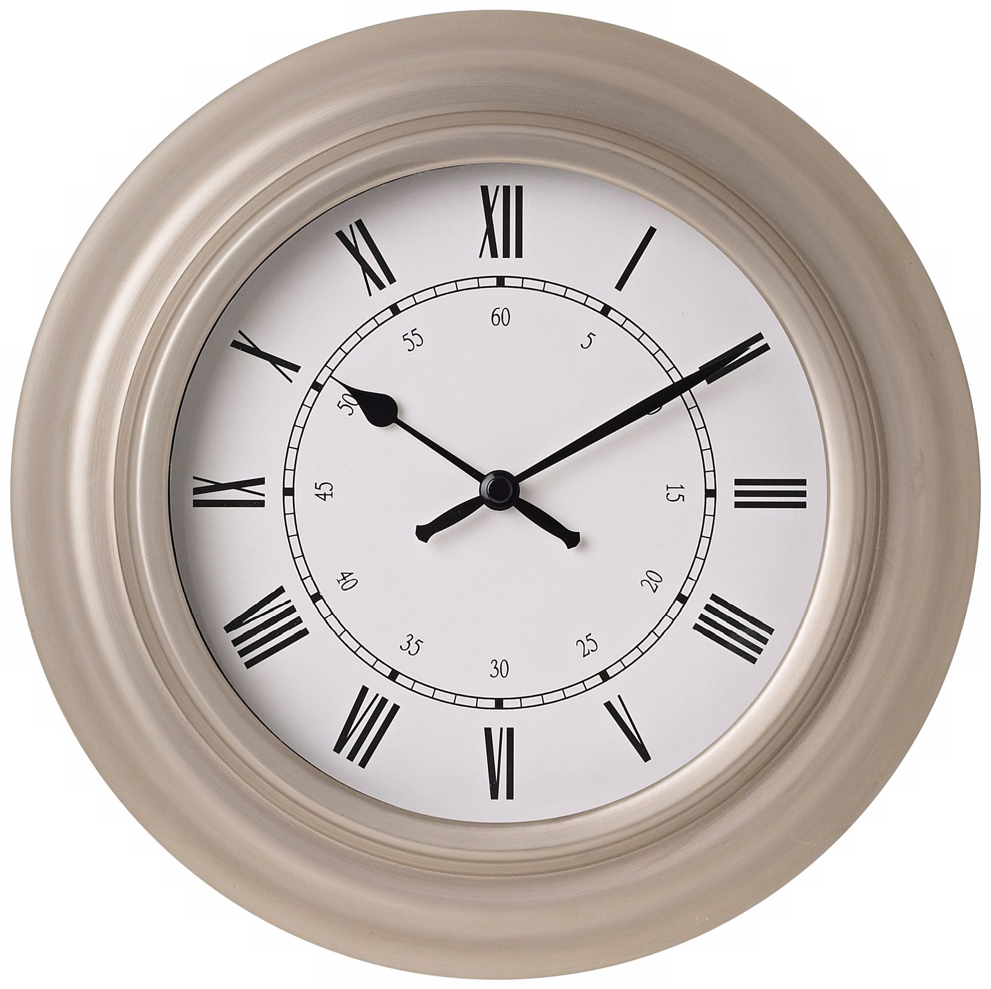 Silver Finish 10 5/8" Round Wall Clock
