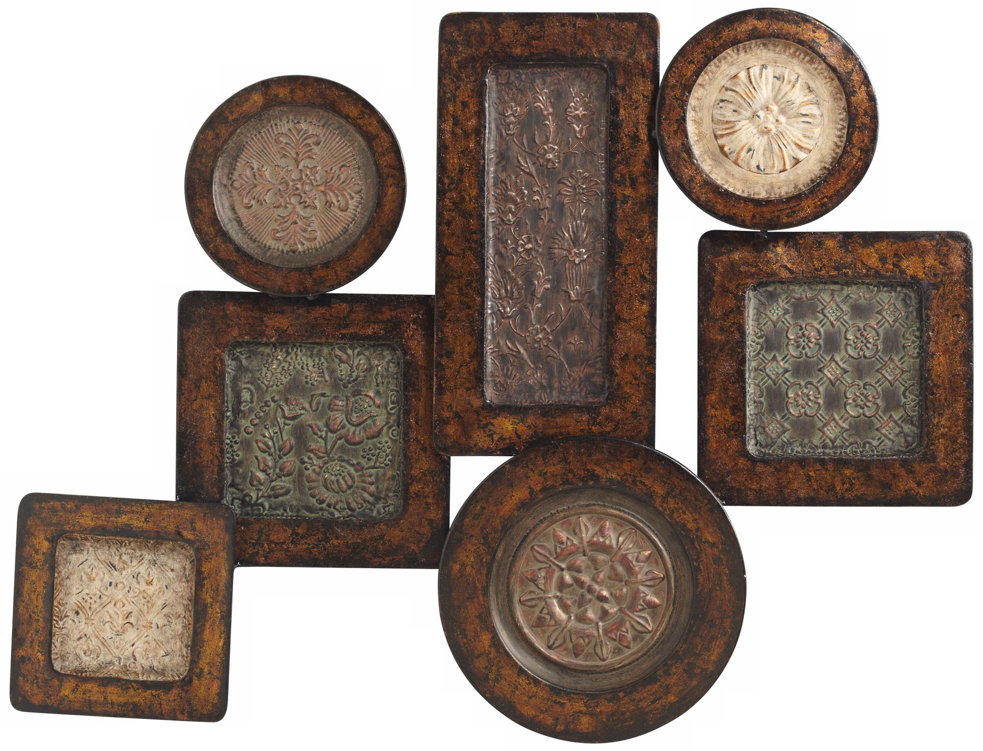 Distress Painted Pressed Tin 35" Wide Wall Art