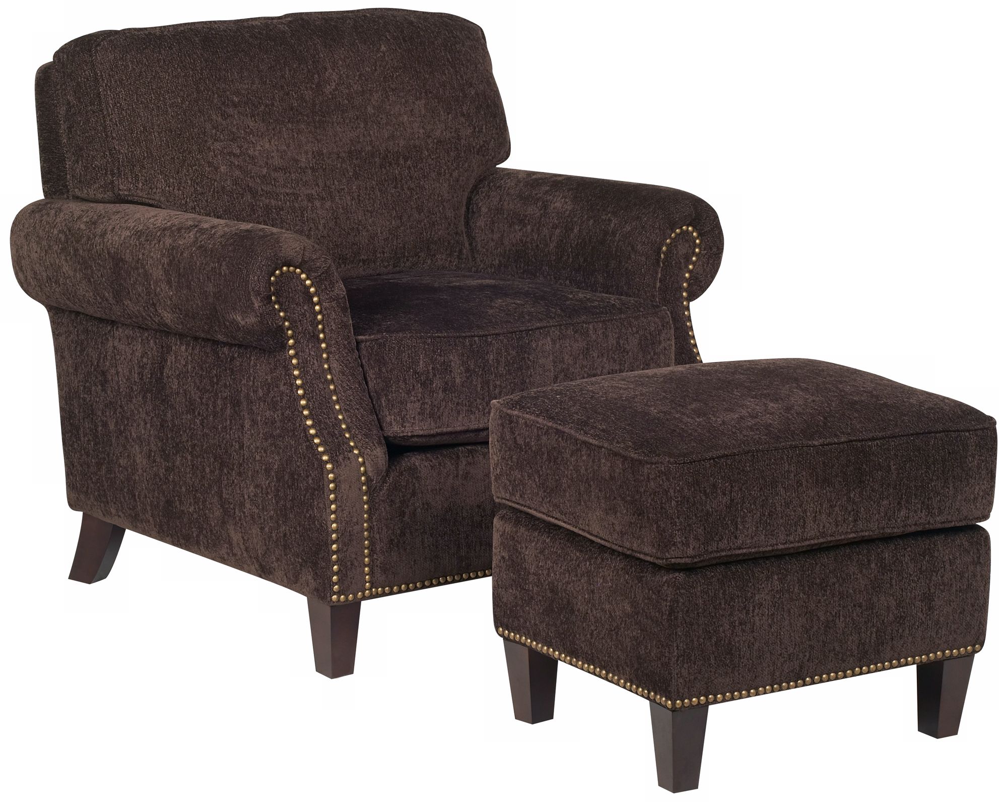 Mirage Chocolate Chenille Club Chair and Ottoman R2967