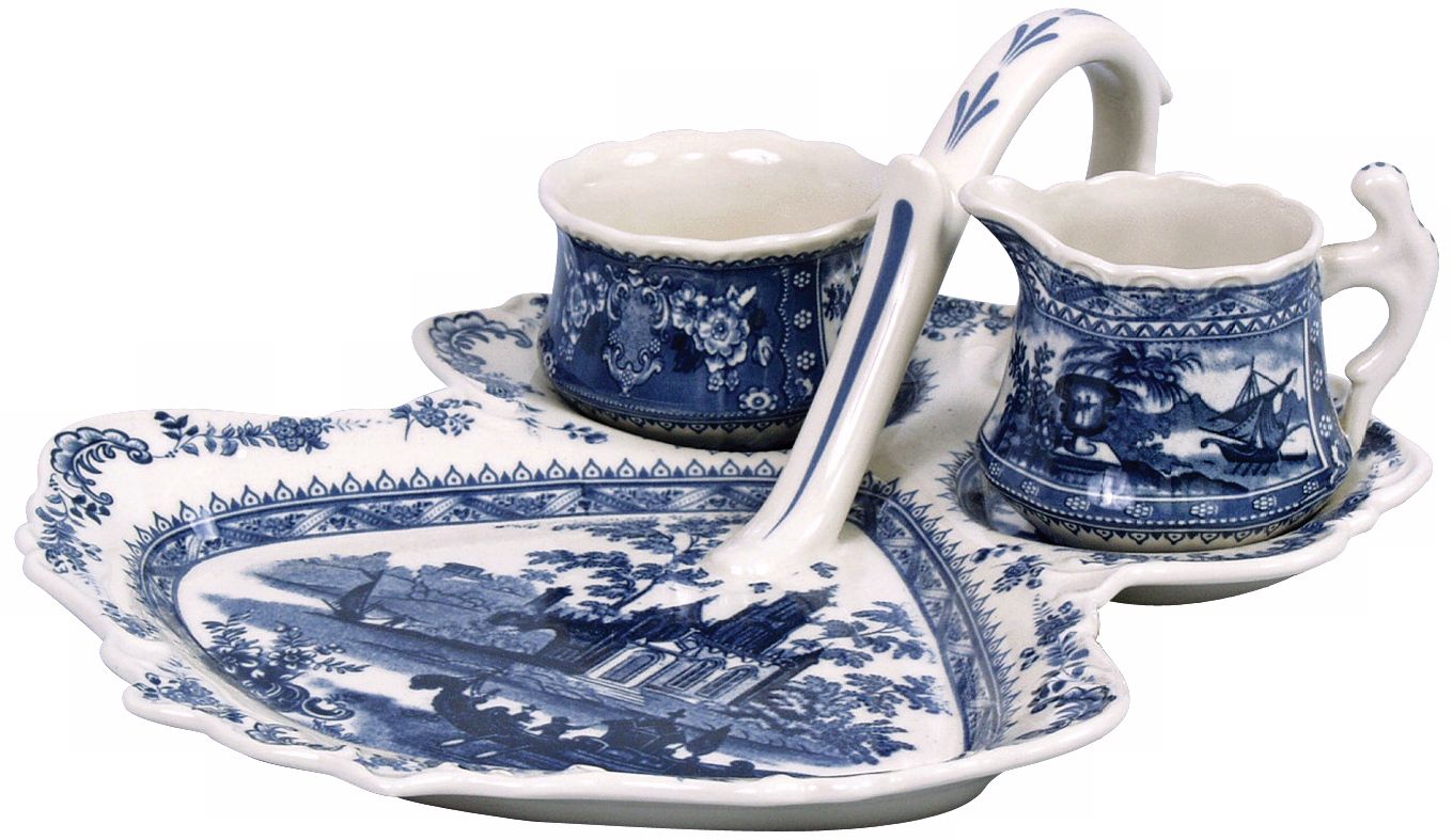 Set of 3 Blue And White Porcelain Berry Set