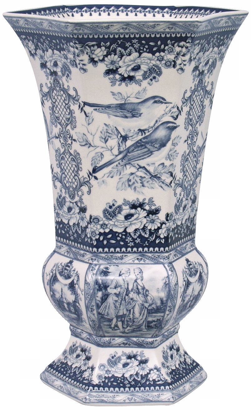 Blue and White Porcelain 16" Vase