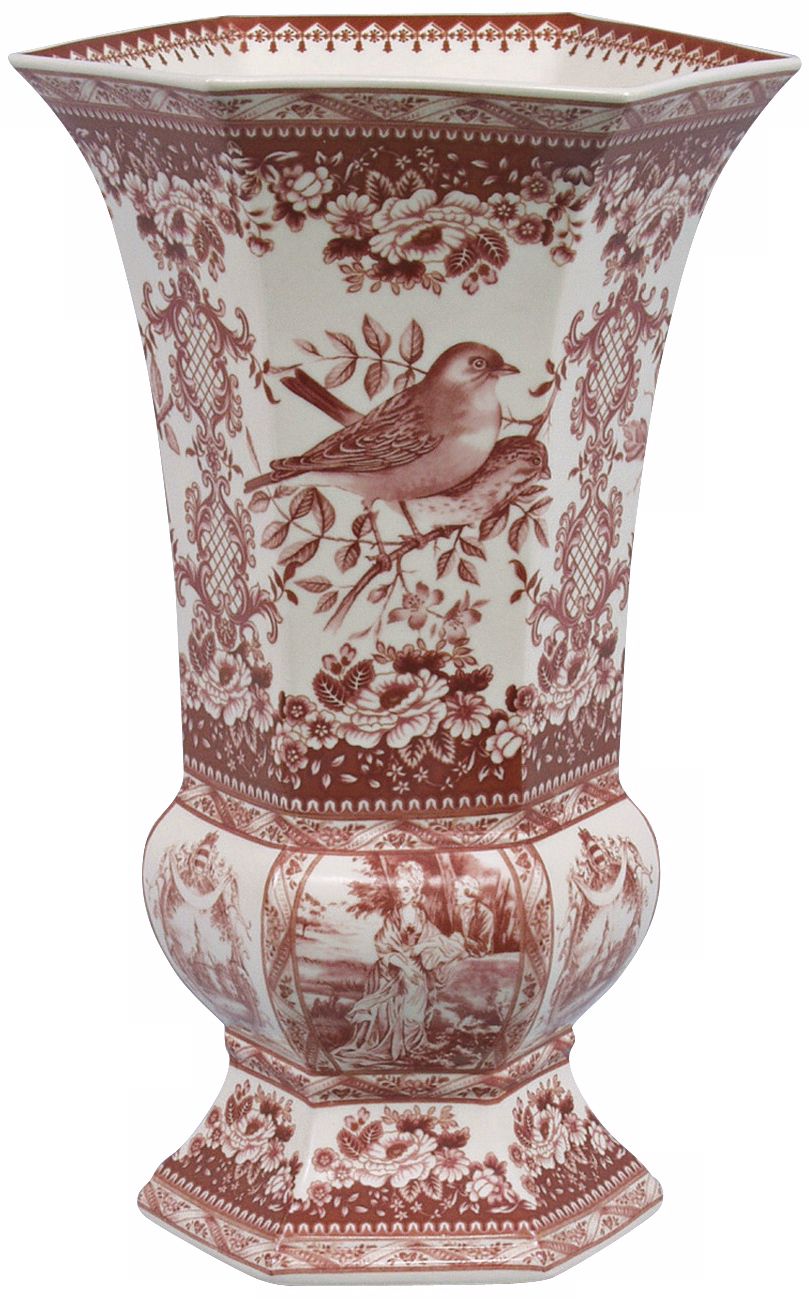 Red and White Porcelain 16 1/2" Vase