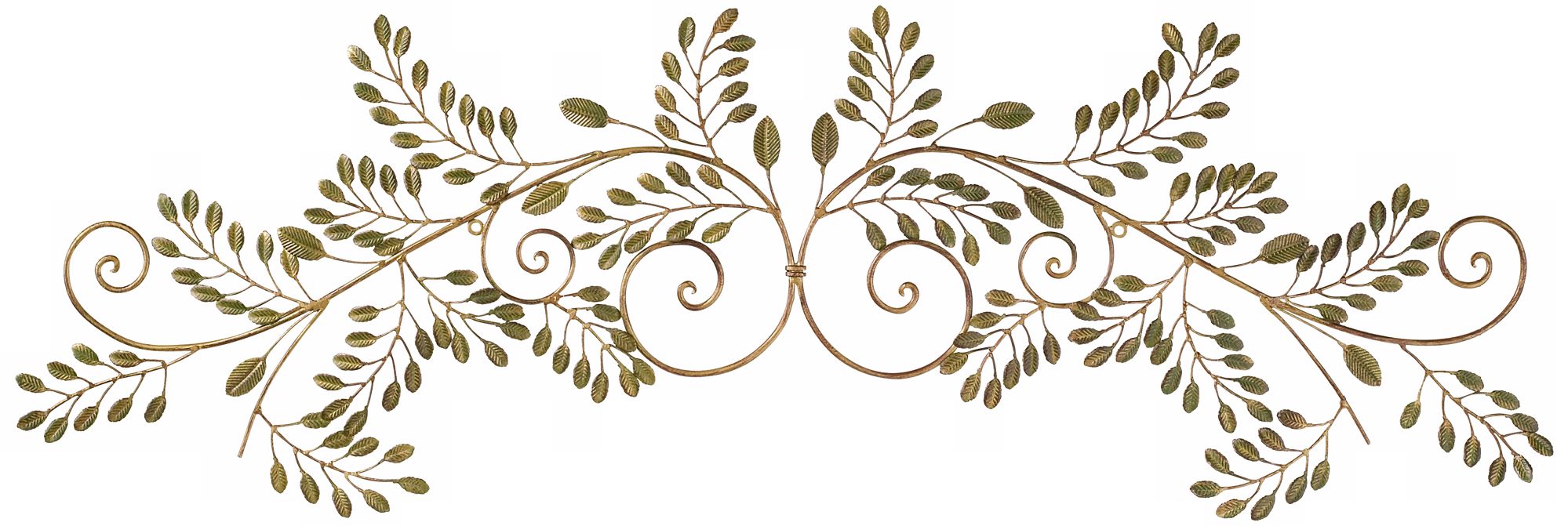 Laurel Leaves Gold and Green 44" Wide Metal Wall Decor