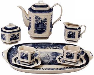 Set of 8 English Manor Blue and White Porcelain Tea Set R3266