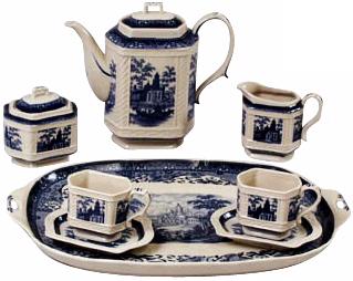 Set of 8 English Manor Blue and White Porcelain Tea Set R3266