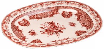 Red and White Porcelain 20 1/2" Wide Tray