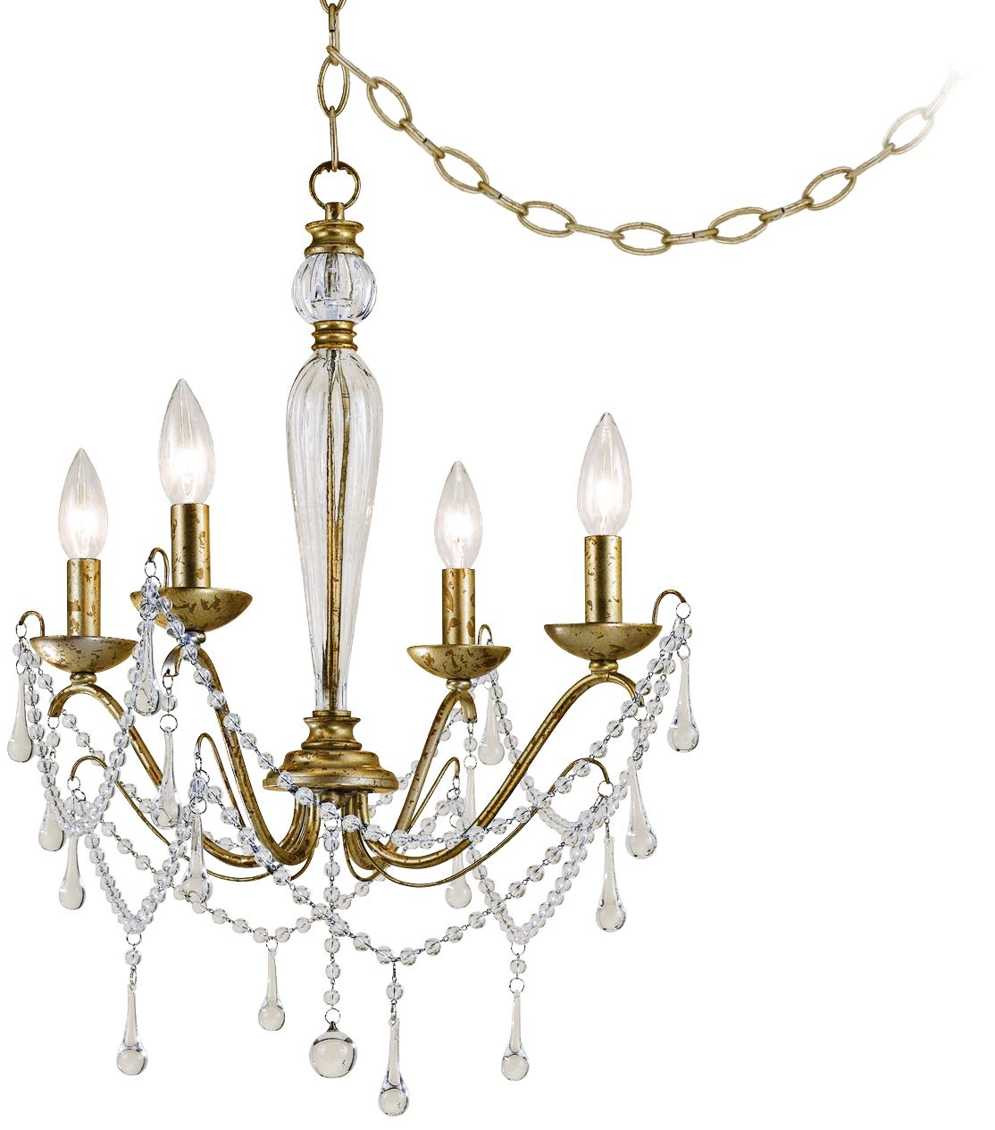 Sophia Tortoise Shell Gold 19" Wide Plug-in Swag Chandelier