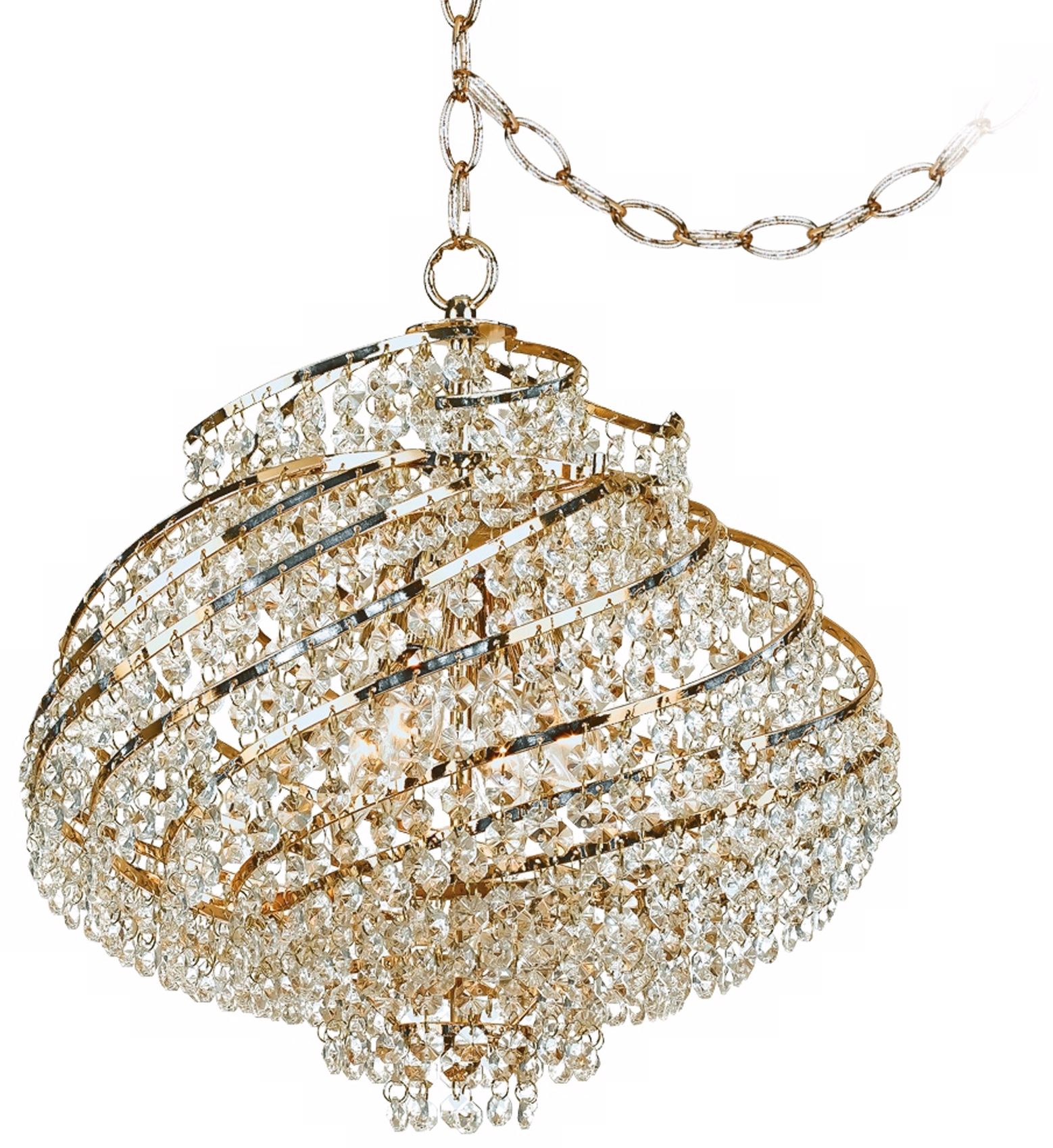 Lyric Gold and Crystal 15 1/2" Wide Plug-in Swag Chandelier