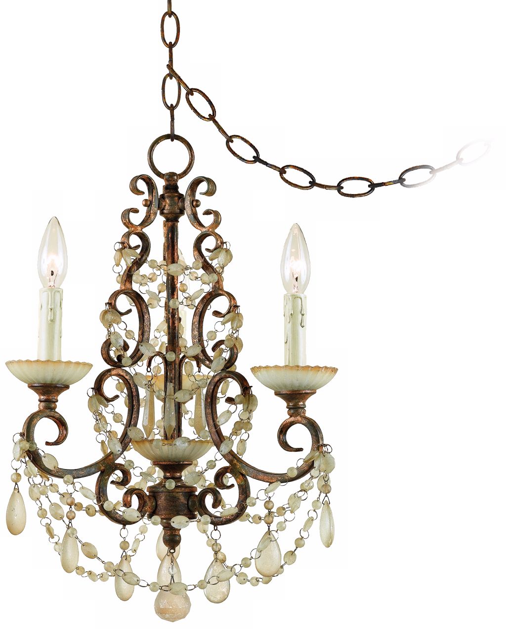 Golden Palace 14" Wide 3-Light Plug-in Style Swag Chandelier