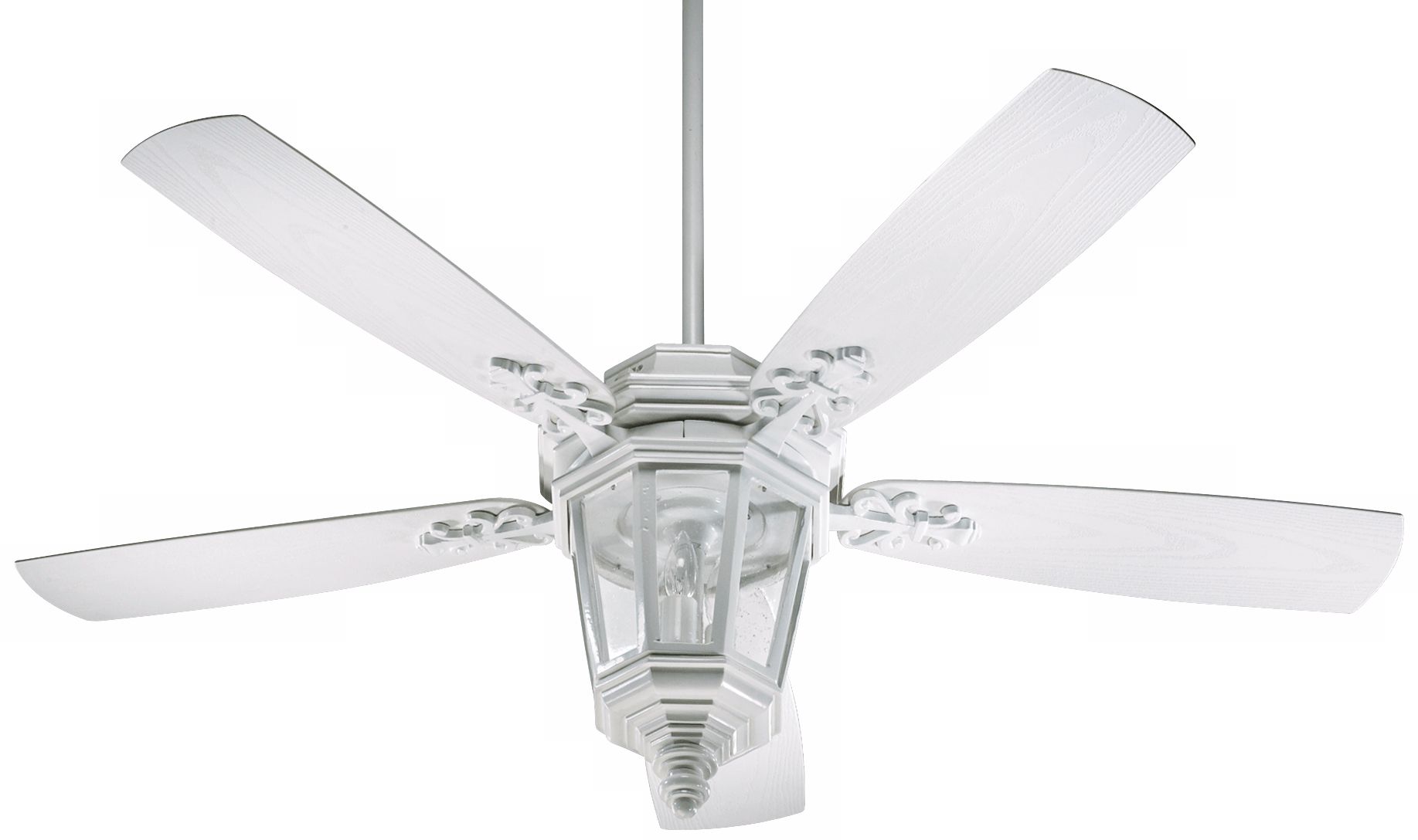 52" Quorum Dimone White Patio Ceiling Fan with Light Kit