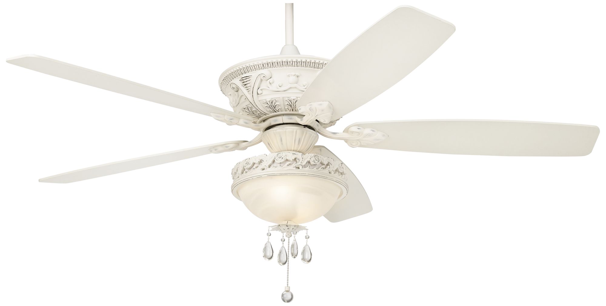 60" Casa Vieja Mentego Rubbed White Finish Ceiling Fan