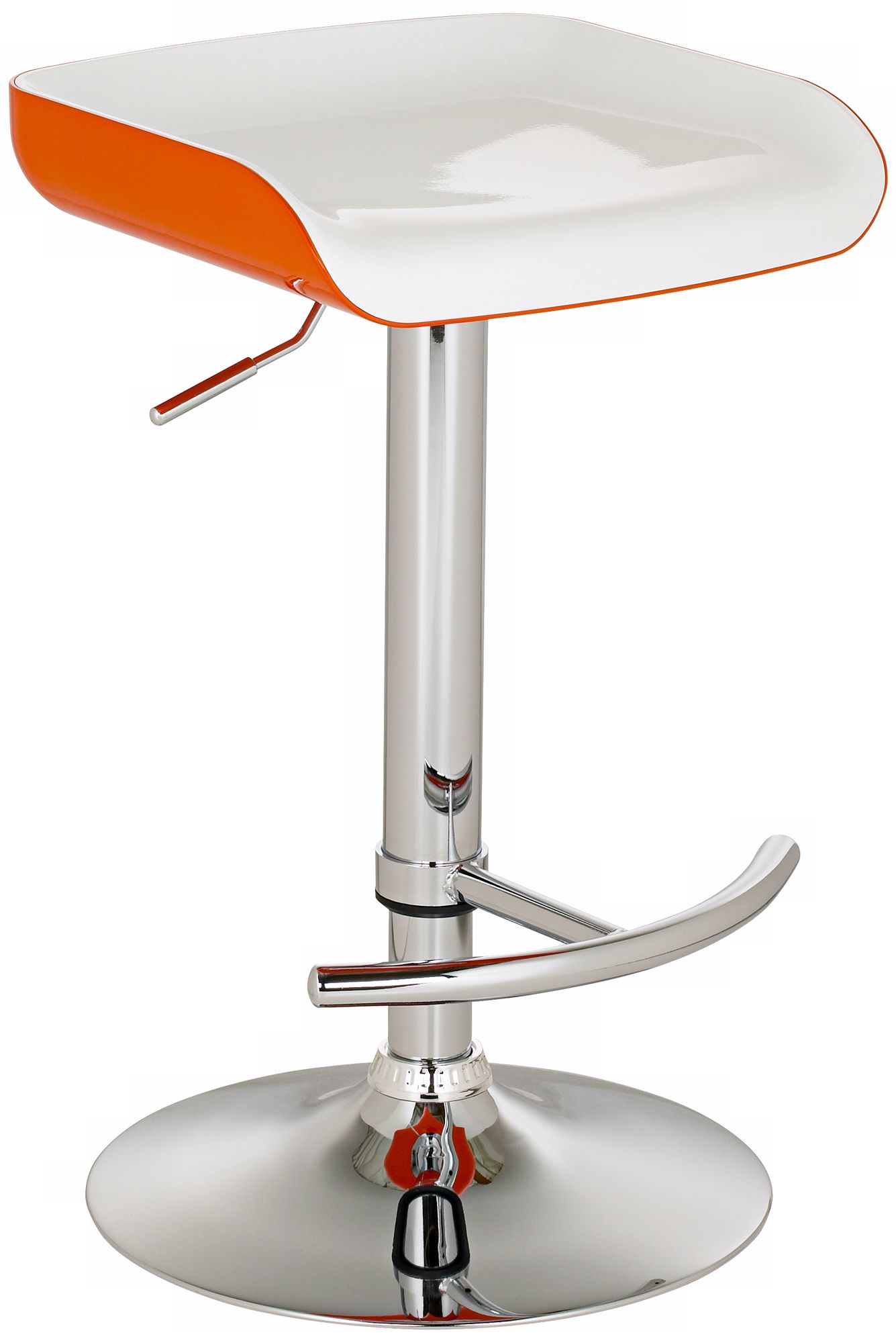 Shift Contemporary Adjustable Orange and White Bar Stool