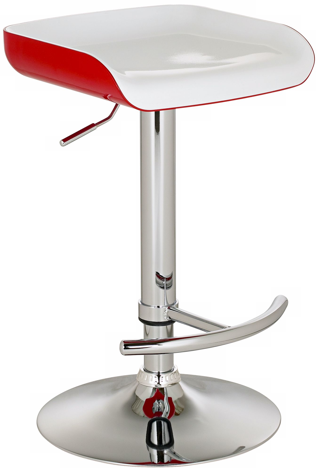 Shift White Red Adjustable Height Contemporary Bar Stool