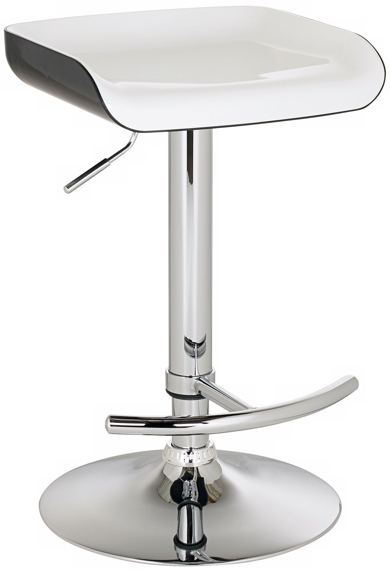 Shift Adjustable Height White and Black Bar Stool