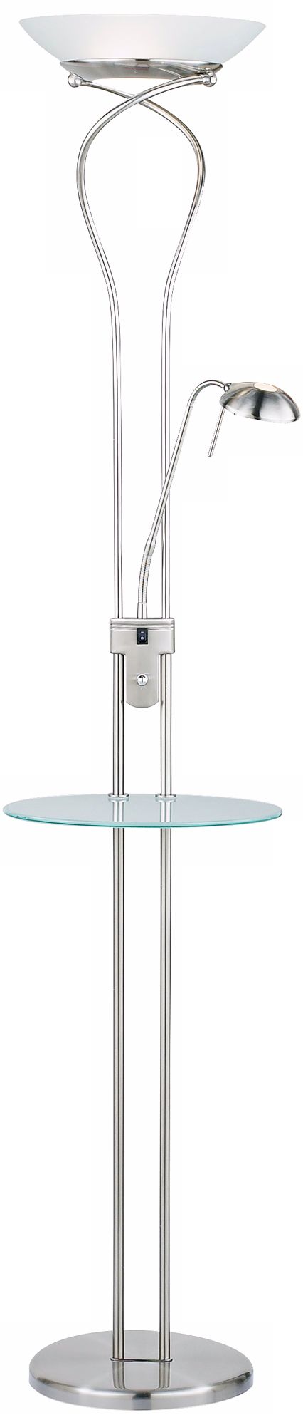 Laurel Satin Steel Combo Tray Table Floor Lamp