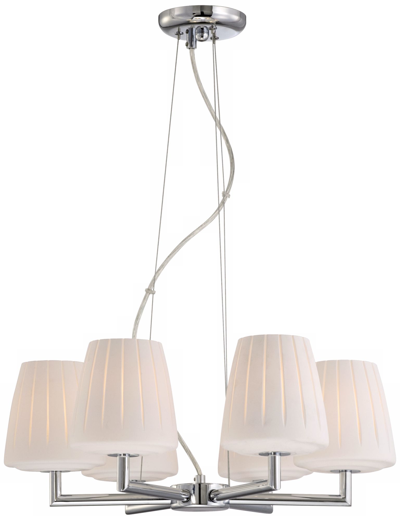 Chrome and Opal Glass 6-Light Chandelier