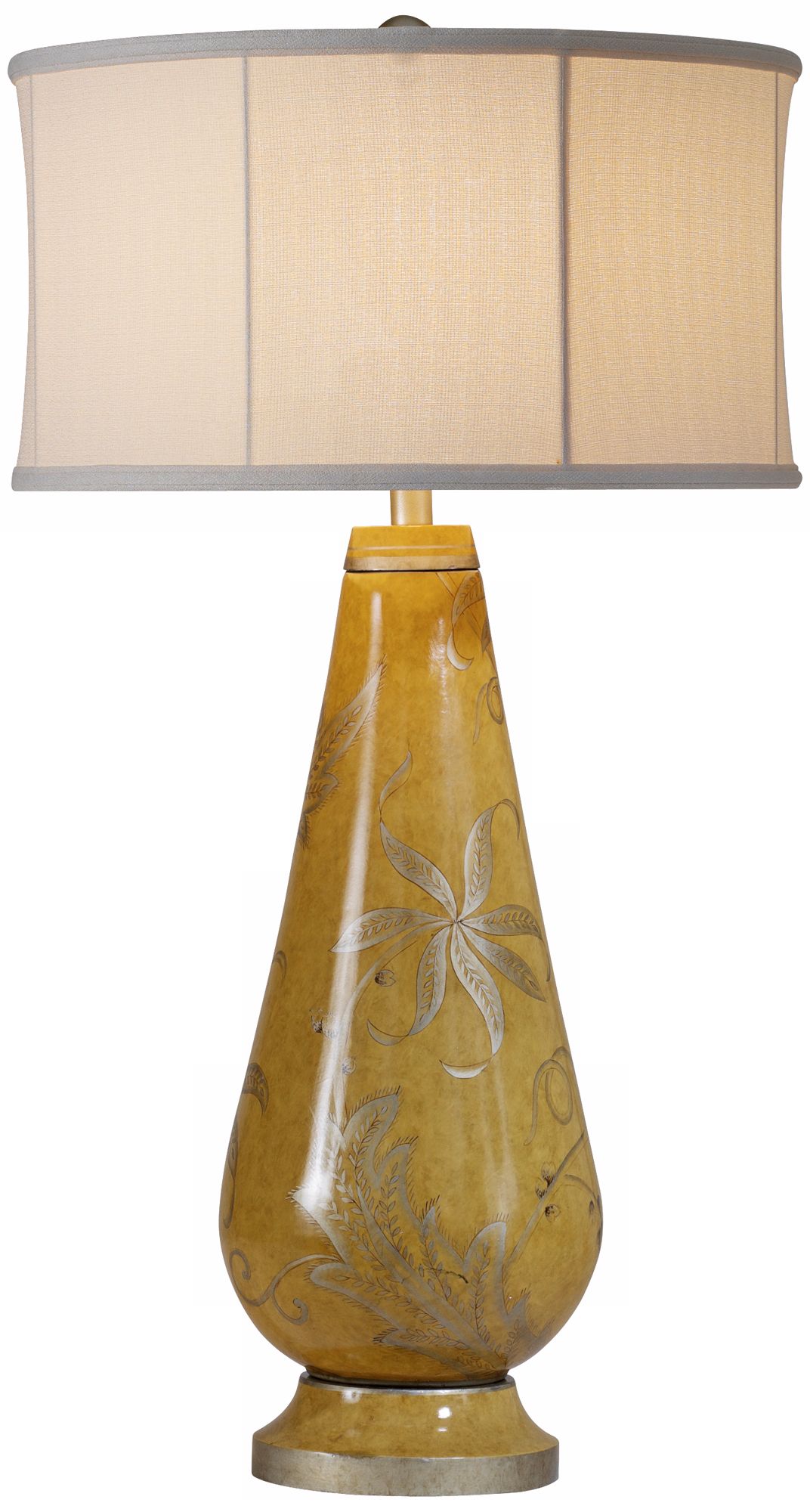 Raschella Hand-Painted Yellow Mustard Porcelain Table Lamp